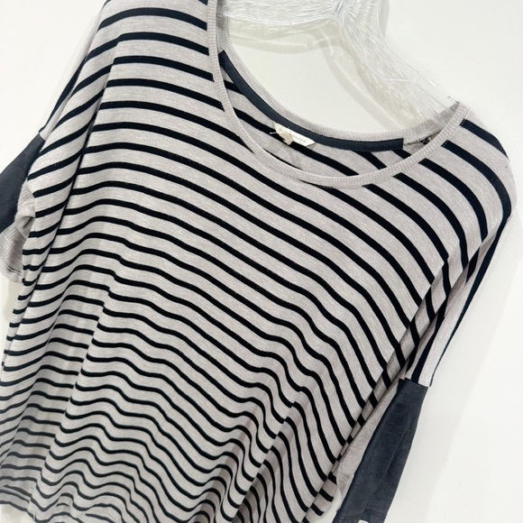 Club Monaco Regan striped dolman leather sleeve top ❤️ - Picture 6 of 9